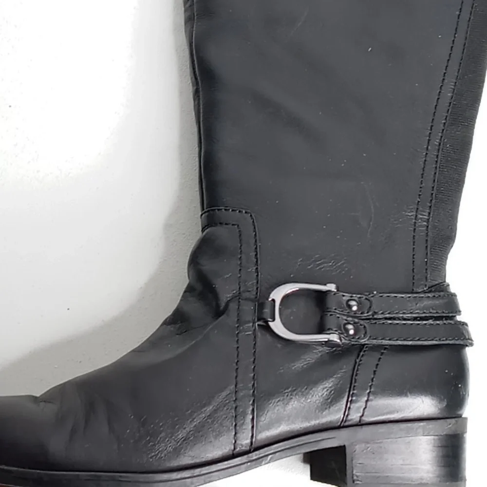 Audrey Brooke Black Knee-High Leather Boots - sz 8.5M